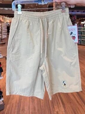Disney Khaki/Tan Elastic Waist Shorts with Mickey embroidered patch NWT